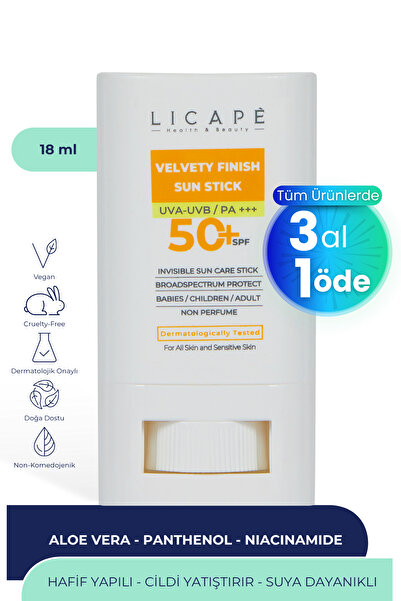 Licape Yüksek Koruma Suya Dayanıklı Tüm Yaş Grubuna Uygun Stick 50 Faktör Gün...