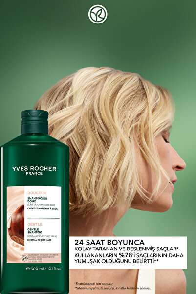 Yves Rocher Besleyici Kolay Tarama Şampuanı - Normal  Saçlar /Douceur- SLS&SLES içermez & Tuzsuz & Vegan -300ml