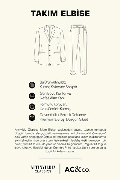 AC&Co / Altınyıldız Classics Erkek Siyah Slim Fit Dar Kesim Mono Yaka Takım Elbise