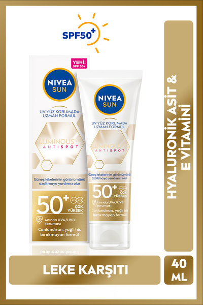 NIVEA Luminous630 Leke Karşıtı Güneş Koruyucu Yüz Kremi 40ml, Spf50, Hyalüron...
