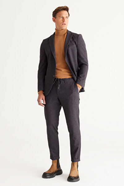 ALTINYILDIZ CLASSICS Costum pentru bărbați, maro-antracit, slim fit, cu guler...