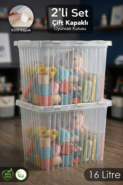 Meleni Baby 2'li Set - Kilitli Kapak Oyuncak Kutusu - Bebek Çocuk Odası Düzen...