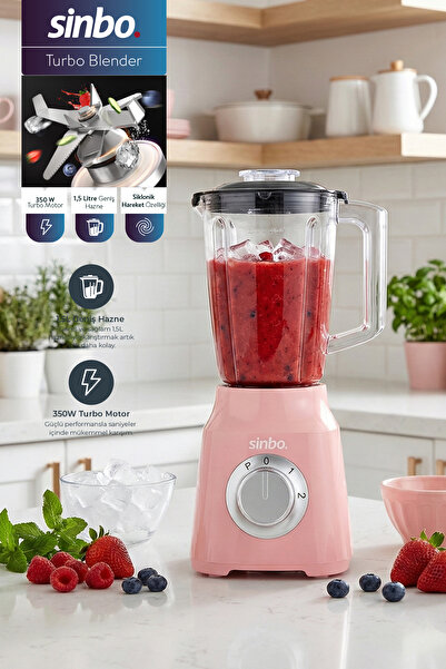 Sinbo SHB-7517 Turbo Blender Pembe– 350W, 1.5L Hazne, Smoothie & Pulse Fonksi...