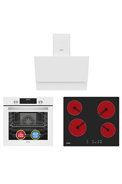 Simfer 9 Fonksiyon QS Beyaz Dijital Turbo Elektrikli 3'lü Ankastre Set (Fırın...