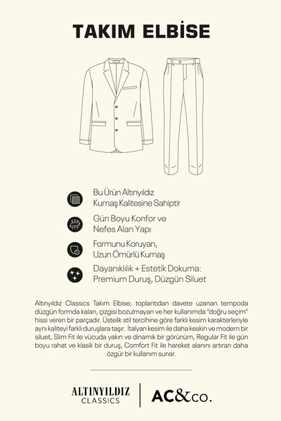 ALTINYILDIZ CLASSICS Men's Beige Slim Fit Slim Fit Mono Collar Striped Seersucker Patterned Flexible Suit with Pocket Pockets