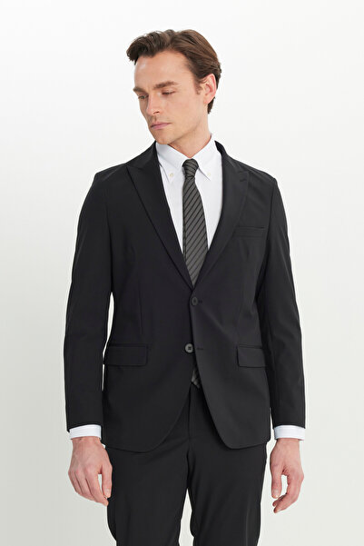ALTINYILDIZ CLASSICS Men's Black Slim Fit Slim Fit Mono Collar Flexible Suit ...