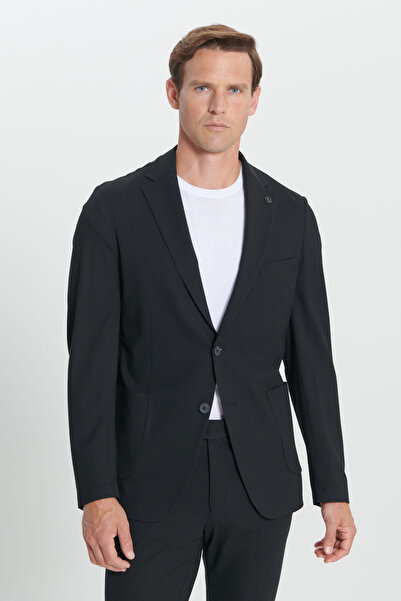 ALTINYILDIZ CLASSICS Men's Black Slim Fit Slim Fit Mono Neck Woolen Suit