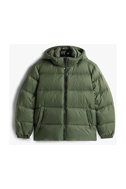 Tommy Hilfiger Men's Brand Logo Full Zip Hooded Green Coat Suitable for Daily...