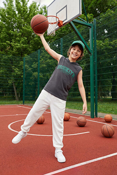 TRENDYOLKIDS Male Child Cotton Slogan Printed Gate Tank Top Tkdss25Al00011