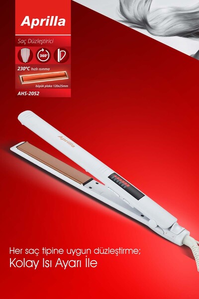 Aprilla Ahs 2052 Dijital Isı Ayarlı Profesyonel Saç Düzleştirici Beyaz