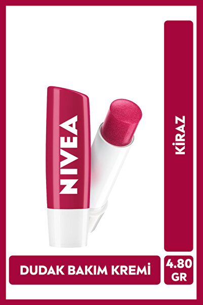NIVEA Kiraz Dudak Bakım Kremi 4.8gr, Nemlendirici, Hafif Kırmızı Işıltı, Duda...