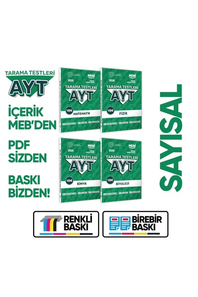 Karakutu Yayınları 2026 YKS-AYT MEBİ-OGM 4lü Özgün Tarama Sayısal (SAY) Test ...