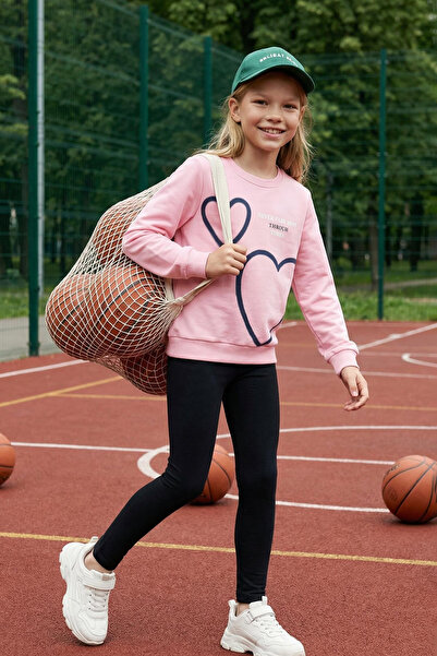 TRENDYOLKIDS Pink Slogan Knitted Bottom-Top Suit Tkdaw25Au00034