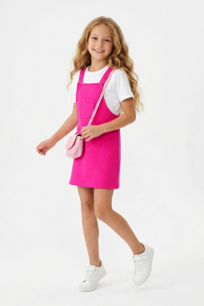 TRENDYOLKIDS Fuchsia Short / Mini Straight Knitted Dress Tkdss25El00045