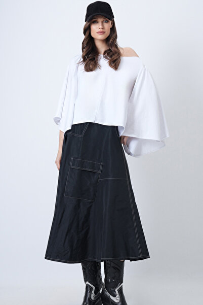 Trend Alaçatı Stili Women's White Boat Neck Cape Cut Blouse Alc-X14596