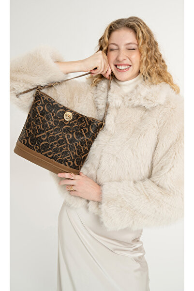 Pierre Cardin حقيبة كتف نسائية باللون البني مونوغرام 05PO25Y2511