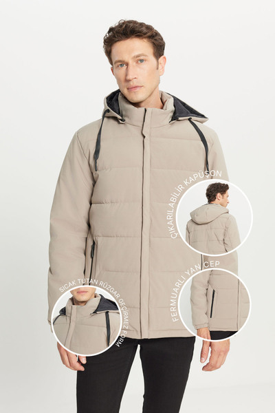 AC&Co / Altınyıldız Classics Erkek Vizon Sıcak Tutan Dolgulu Standart Fit Nor...