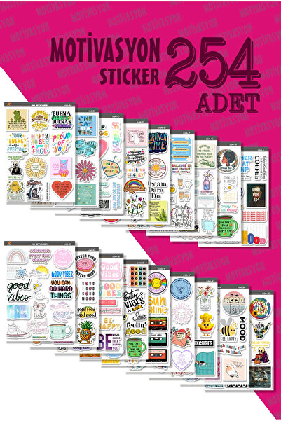 AR Sticker -Pozitif Enerji ve Motivasyon Sticker Seti 254 Adet – Moral ve İlh...