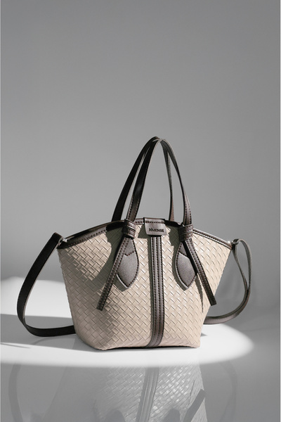 Rimense Γυναικεία τσάντα χεριού και ώμου με φερμουάρ, βιζόν, καφέ, με επένδυση