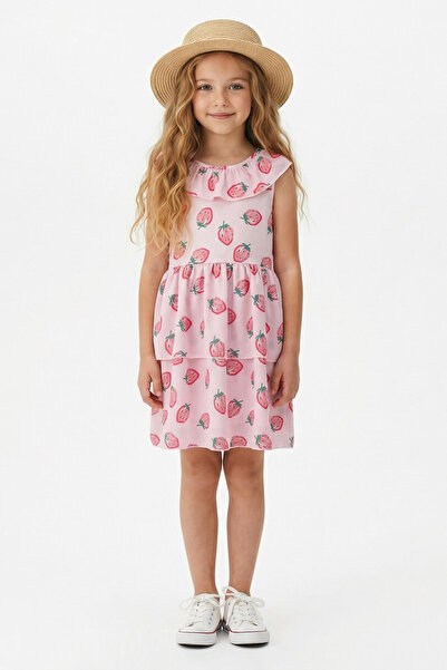 TRENDYOLKIDS Růžové pletené šaty Midi Heart Tkdss25El00066