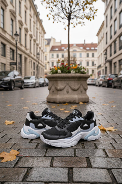 SOHO Schwarz-Weiß-Blaue Damen Sneakers 18147