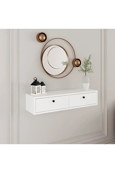 Home Luvia Mobilya 2 Kapaklı Beyaz Dresuar ( Siyah Düğme Kulp )