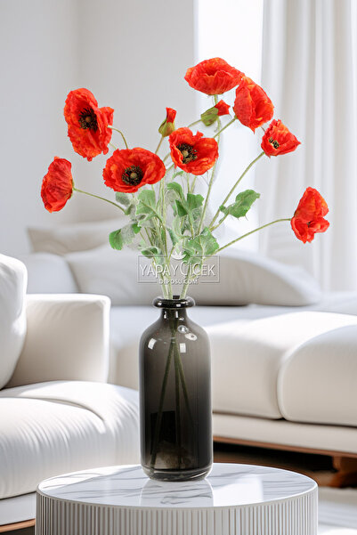 Yapay Çiçek Deposu Yapay Çiçek 4lü Prenses Çiçeği Dalı 60 cm Kırmızı