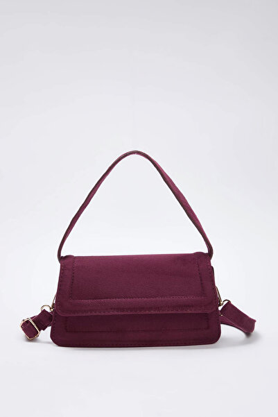TRENDYOL SHOES Pflaumenbraune Wildleder-Umhängetasche für Damen, Mini/Kleine ...