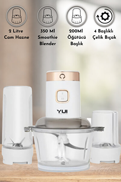 Yui M2001 3'ü 1 Arada 2 Litre Doğrayıcı Cam Hazne- Kişisel Smoothie Blender-ö...