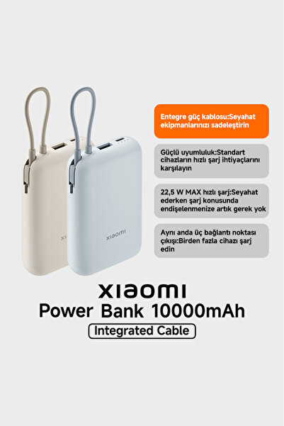 Xiaomi باور بانك مدمج مع كابل 10000 مللي أمبير BHR9073GL - أزرق ثلجي