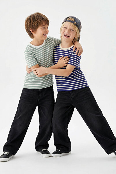 TRENDYOLKIDS Navy Blue-Green 2'li Boy's 100% Cotton Basic κανονική εφαρμογή κ...