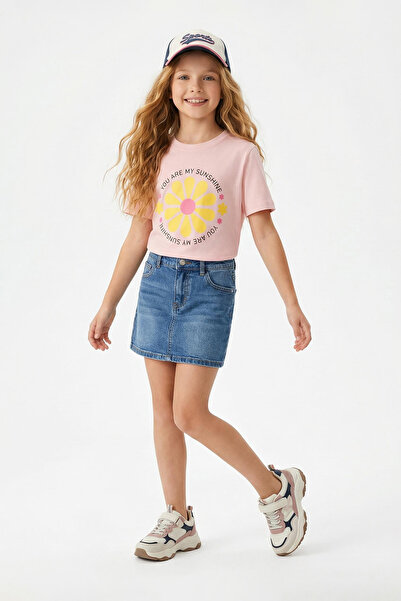 TRENDYOLKIDS Πλεκτό T-Shirt με στάμπα σε σκόνη - TKDSS25TS00039