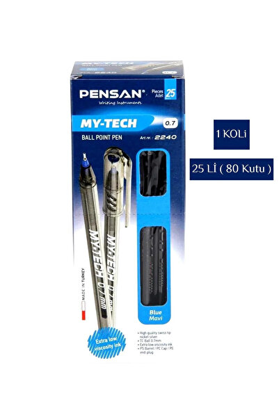 Pensan Tükenmez Kalem My-Tech 0.7 Mavi 2.000 Adet ( 25 Li 80 Kutu / 1 Koli )