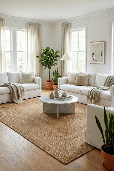 Koza Halı Natura El Dokuma Jüt Bohem Tarz Otantik Salon Oturma Odası Koridor ...