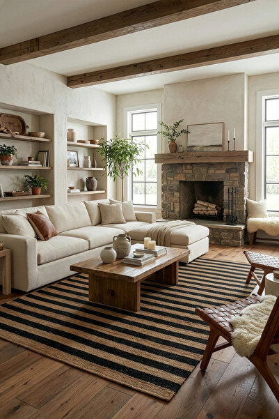 Koza Halı Natura El Dokuma Jüt Bohem Tarz Otantik Salon Oturma Odası Koridor ...