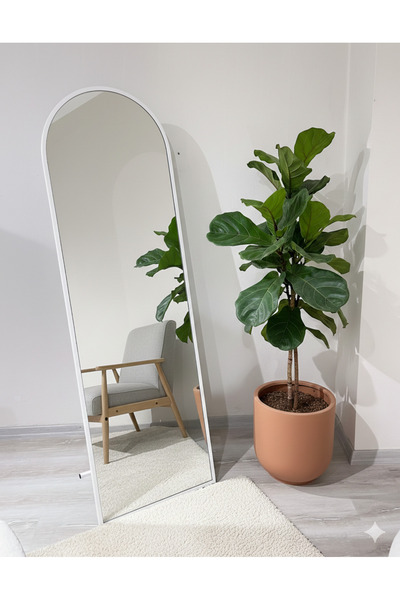 Ersan Dizayn Beyaz Oval Ayaklı Boy Aynası 50x160