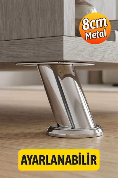 Badem10 (Adjustable) Chrome Metal Base with Table Top (8 cm) Tv Unit Sofa Fur...