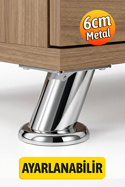 Badem10 (Adjustable) Chrome Metal Base with Table Top (6 cm) Tv Unit Sofa Fur...