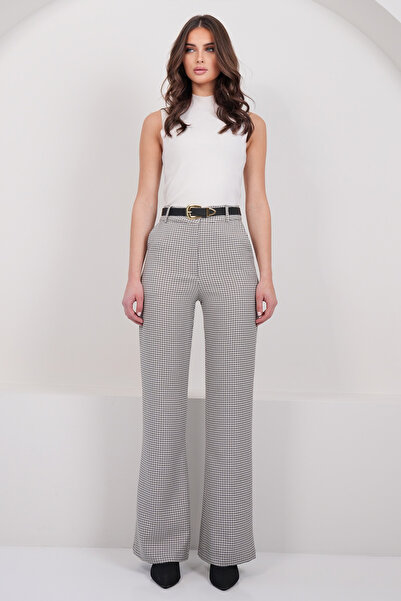 Trend Alaçatı Stili Women's Stone Plaid Patterned Double Pocket Trousers Alc-...