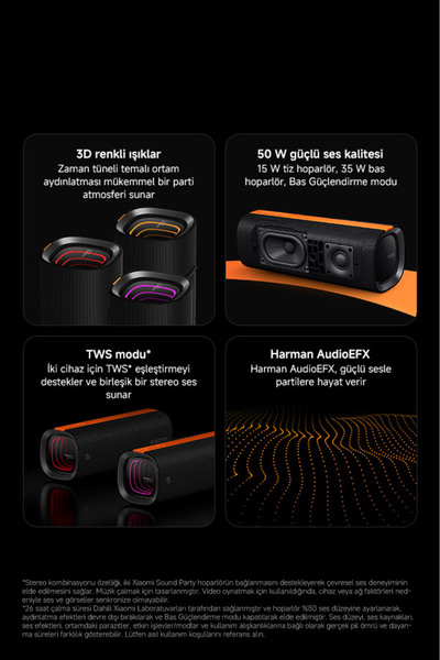 Xiaomi Sound Party Taşınabilir Bluetooth Hoperlör Siyah (Xiaomi Türkiye Garantili)