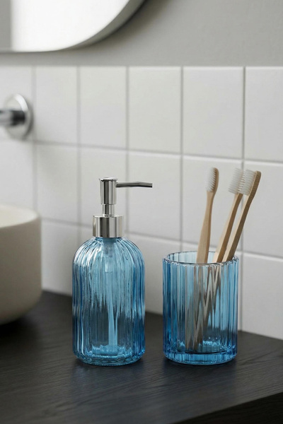 TRENDYOLMİLLA HOME Набір з 2-х синіх скляних зубних щіток і мильниць TPHAW26S...