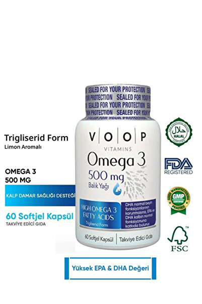 VOOP Omega 3 Balık Yağı | Yüksek EPA & DHA - 500 Mg 60 Kapsül