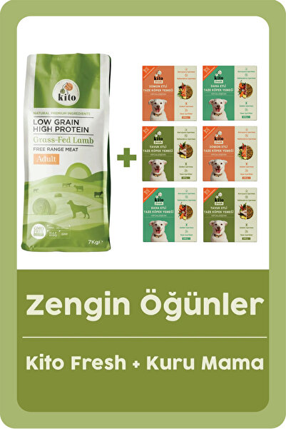 kito Kuzu Etli Yetişkin Köpek Maması 7 Kg + Fresh %100 Taze İçerikli Mama Tan...