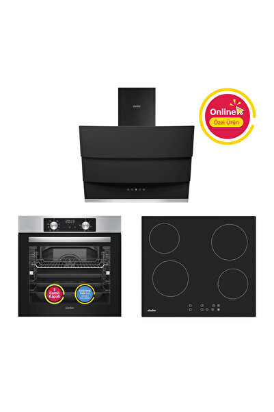 Simfer 10 Fonksiyon AirFry İnox Elektrikli 3'lü Ankastre Set (Fırın + Elektri...