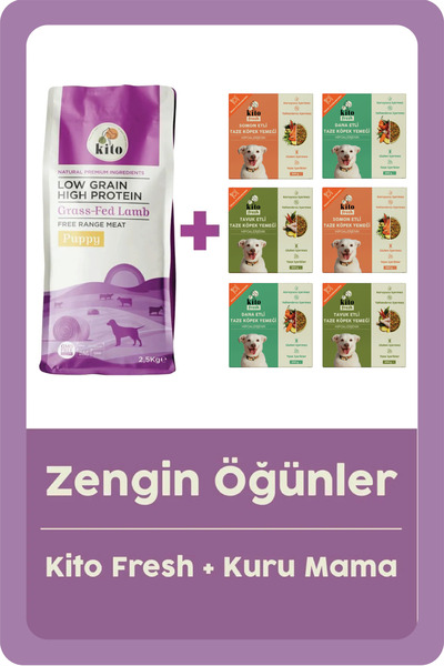 kito Kuzu Etli Yavru Köpek Maması 2.5 KG + Fresh %100 Taze İçerikli Mama Tanı...