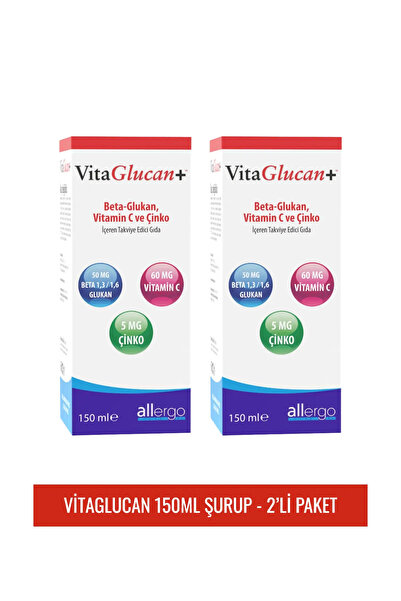 Allergo Vitaglucan Şurup 150 ml (Betaglucan, Vitamin C, Çinko) - İKİLİ PAKET