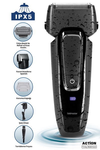 GOLDMASTER Action Islak Kuru Paslanmaz Çelik Hızlı Şarjlı Sakal Ve Favori Şek...