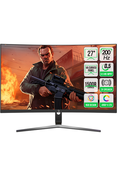 GamePower Vivid T50 27" 1500R Curved RGB Siyah 200Hz 0.5ms FHD 2x2W Speaker V...