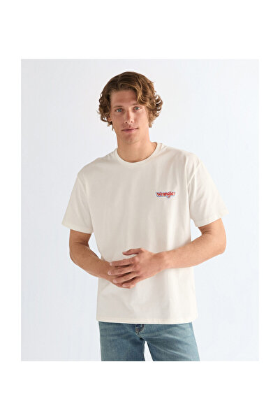 WRANGLER Tricou grafic pentru bărbați, alb purtat