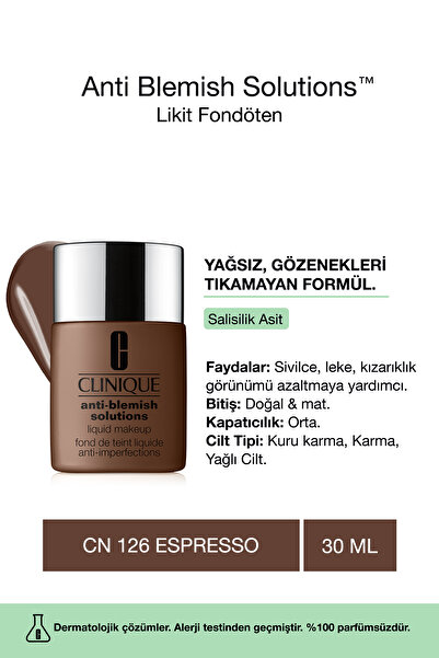 Clinique Anti Blemish Solutions™ Yağlı ve Eğilimli Ciltler İçin Likit Fondöte...
